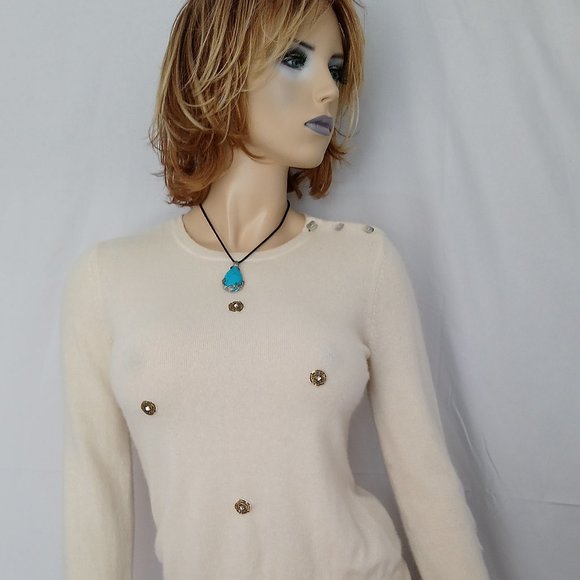 LAUREN RALPH LAUREN Cream 100% Cashmere Sweater PM - Picture 3 of 7